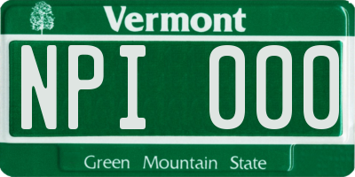 VT license plate NPI000