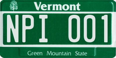 VT license plate NPI001
