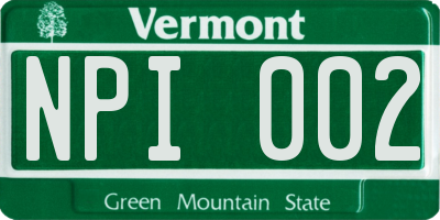 VT license plate NPI002