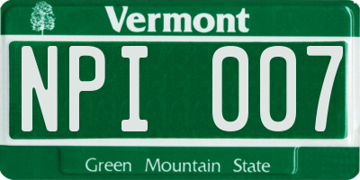 VT license plate NPI007