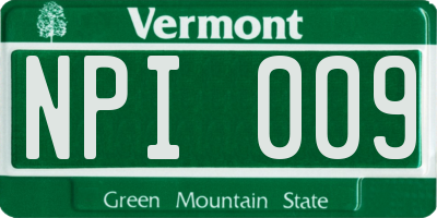 VT license plate NPI009