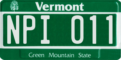 VT license plate NPI011