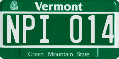 VT license plate NPI014