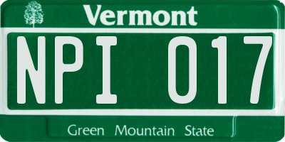 VT license plate NPI017