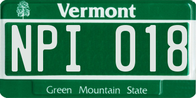 VT license plate NPI018