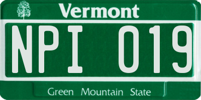 VT license plate NPI019