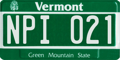 VT license plate NPI021