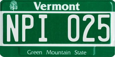 VT license plate NPI025
