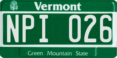 VT license plate NPI026