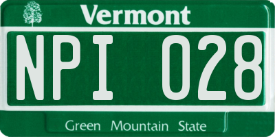 VT license plate NPI028