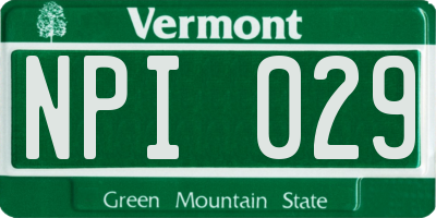 VT license plate NPI029