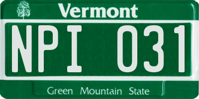 VT license plate NPI031