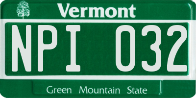 VT license plate NPI032