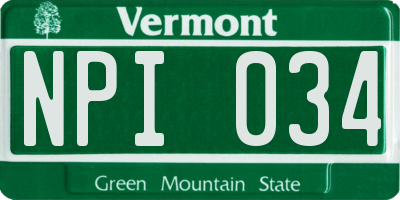 VT license plate NPI034
