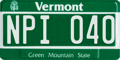 VT license plate NPI040