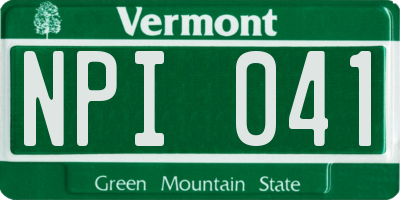VT license plate NPI041