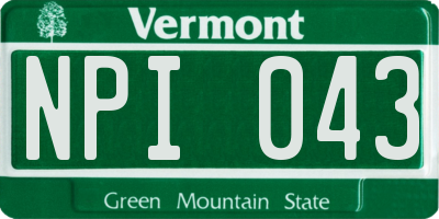 VT license plate NPI043