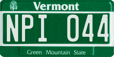 VT license plate NPI044