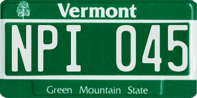 VT license plate NPI045
