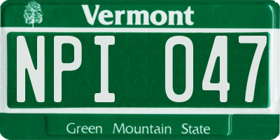 VT license plate NPI047