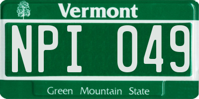 VT license plate NPI049