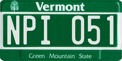VT license plate NPI051