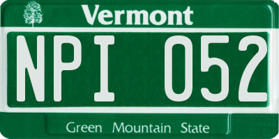 VT license plate NPI052