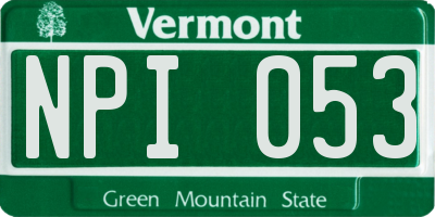 VT license plate NPI053