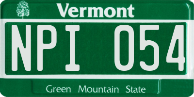 VT license plate NPI054
