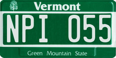 VT license plate NPI055
