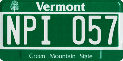 VT license plate NPI057