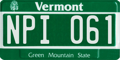 VT license plate NPI061