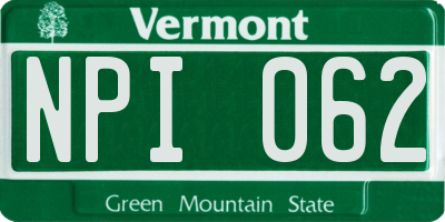 VT license plate NPI062