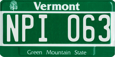 VT license plate NPI063