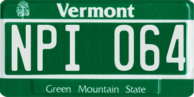 VT license plate NPI064