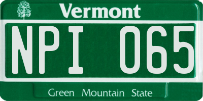 VT license plate NPI065