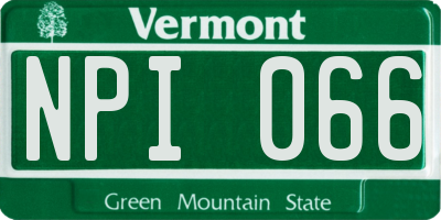 VT license plate NPI066