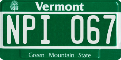 VT license plate NPI067