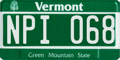 VT license plate NPI068