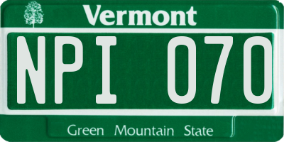 VT license plate NPI070