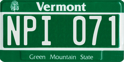 VT license plate NPI071