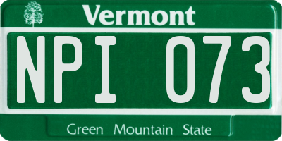 VT license plate NPI073