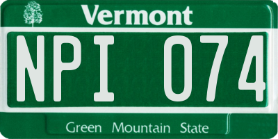 VT license plate NPI074