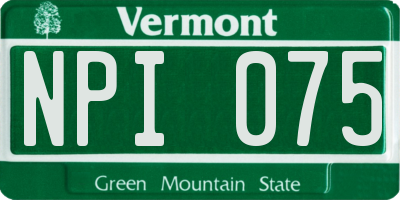VT license plate NPI075
