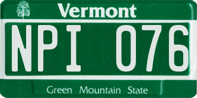 VT license plate NPI076