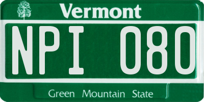VT license plate NPI080