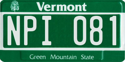 VT license plate NPI081