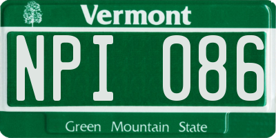 VT license plate NPI086