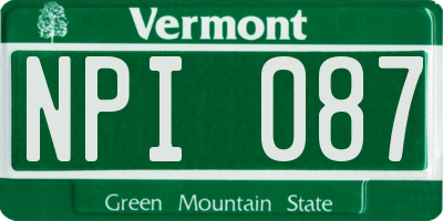 VT license plate NPI087
