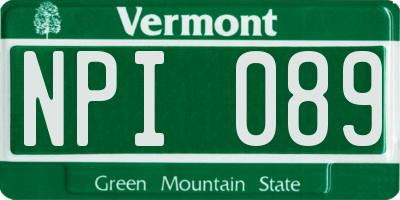 VT license plate NPI089